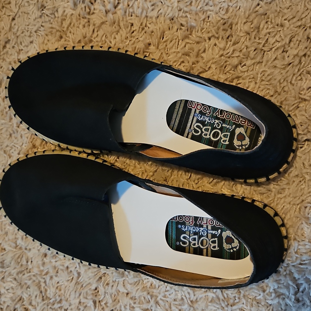 Navy suede BOBS by Skechers + stickers
